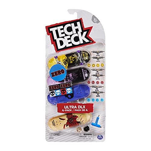 Tech Deck - Finger Skate - Pack 4 FINGERBOARDS - Auténticos Mini Skates para Dedos 96 mm Personalizables - 6028815 - Juguetes Niños 6 años + - Modelo Aleatorio