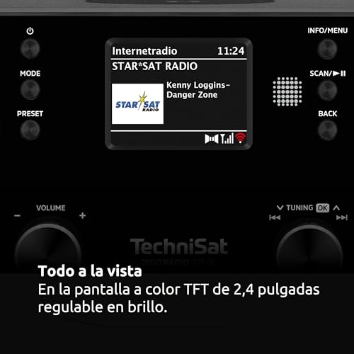 TechniSat DIGITRADIO 371 IR - Radio por Internet con Carga inalámbrica (Dab+, FM, WLAN, Bluetooth-Audiostreaming, Pantalla a Color, USB, AUXin, Alarma, 10 W, Control Remoto/aplicación)