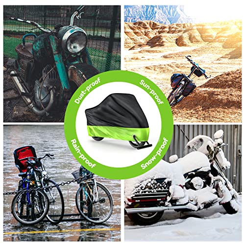 TechRise Funda Bicicleta para 2-3 Bicicletas, Funda Bicicleta exterior Impermeable Anti Viento Polvo UV con Orificios de Cerradura y Bolsa de Almacenaje para Bicicletas de Montaña/ Carretera (verde)