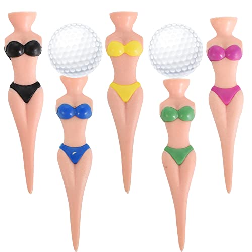 Tees de Golf Divertidos Lady Bikini 5 Piezas 76 mm/ 3 Pulgadas Funny Golf Tees Mujer Golf Tees Plastic Golf Tees para Hombres Mujeres Golf Training Golf Accesorios Práctica de Golf