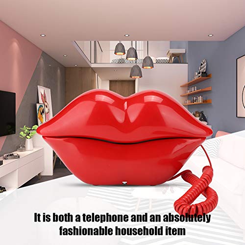 Teléfono con botón VBESTLIFE, Lindo teléfono con Forma de Labios con teléfono Multifuncional, teléfono de Escritorio para el hogar/Llamadas claras Interesante. (Rojo)
