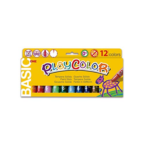Tempera solida en barra playcolor escolar caja de 12 colores surtidos