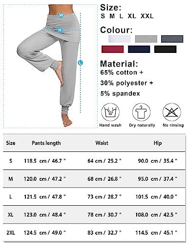 Terecey Pantalones Bombachos Mujer Cintura Alta Pantalones Hippies Mujer con Falda Pantalones Deportivos Mujer para Yoga, Pilates y Estiramientos