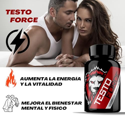 Testosterona Hombre | TESTO FORCE | 90 Comprimidos | Acción Rápida y Potente | Fuerza, Energia |Hombre Musculacion | Suplementos Deportivos | Tribulus terrestris, Maca peruana, Ashwaganda, Zinc,