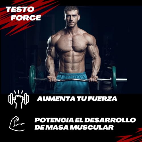 Testosterona Hombre | TESTO FORCE | 90 Comprimidos | Acción Rápida y Potente | Fuerza, Energia |Hombre Musculacion | Suplementos Deportivos | Tribulus terrestris, Maca peruana, Ashwaganda, Zinc,