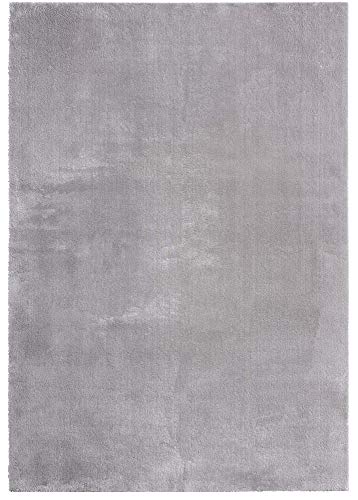 the carpet Relax - Alfombra Moderna y mullida de Pelo Corto, Parte Inferior Antideslizante, Lavable hasta 30 Grados, Muy Suave, imitación de Pelo, Color Negro, 240 x 340 cm