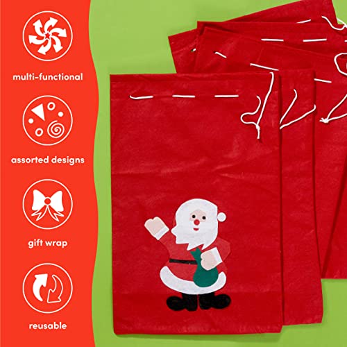 THE TWIDDLERS 5 Sacos de Navidad Papá Noel, Sacos Rojos Santa, Bolsas Regalo Navideñas, 60cm| Fieltro Premium, Ecológico, Resistente| Envoltorio de Regalo Práctico y Fácil para Niños