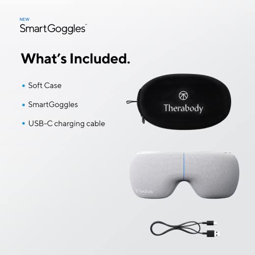 Therabody SmartGoggles, dispositivo masajeador de ojos con calefacción, máscara de vibración para aliviar el estrés con Bluetooth, 3 modos personalizados para aliviar la migraña y mejorar el sueño