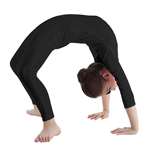 TiaoBug Bodies Jumpsuit Mono para Danza Gimnasia Rítmica Leotardo Body Básico Clásico Manga Larga para Ballet Deporte Niñas Niños 5-12 Años Negro 7-8 años