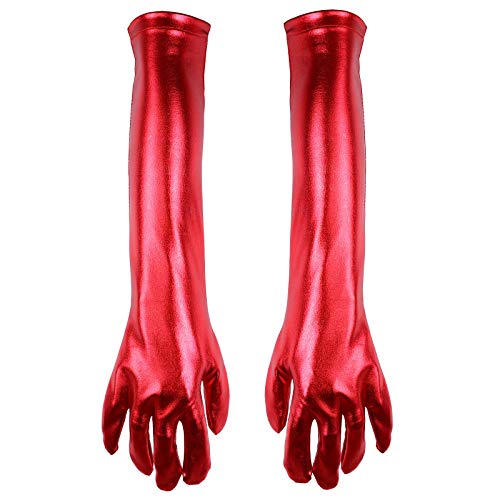 TiaoBug Calcetines Largas Altas Ajustados de Cuero Imitación Negro Sexy Medias de Liga Erótica Mujer Rojo Talla única