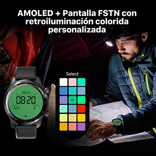 Ticwatch Pro 3 Ultra GPS Smartwatch Qualcomm SDW4100 y Mobvoi Sistema de procesador Dual Wear OS Smart Watch para Hombres Oxígeno en Sangre Detección IHB AFiB Evaluación de Fatiga 3-45 días Batería