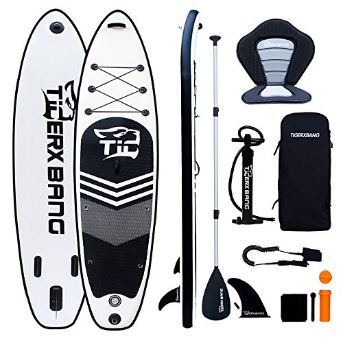 TIGERXBANG Tabla de Sup Stand Up Paddle Board con Asiento Kayak | Tabla de Paddle Surf Hinchable | 320x80x15cm | para Adultos/niños | Kit Completo de Surf ISUP