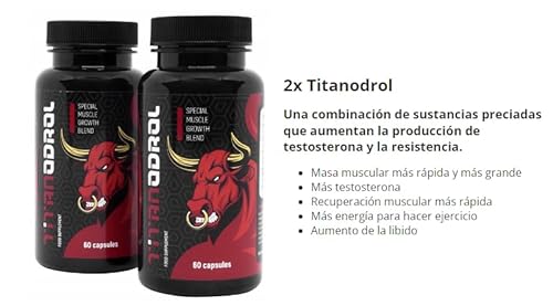 TITANODROL (120 cápsulas) aumenta los niveles de testosterona y hormona de crecimiento | rápido crecimiento muscular | quema grasa rapida | sin esteroides | sin efectos secundarios