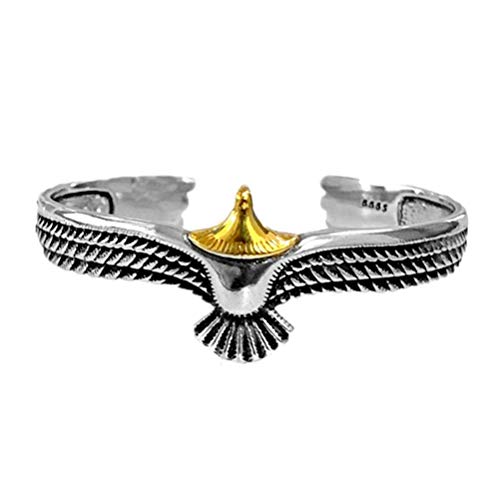 Tixiyu Brazalete de águila vintage, pulsera de águila, creativa de plata abierta, brazalete de águila con extremo abierto para hombres y mujeres