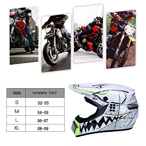 TKUI Casco Motocross Niño ECE Homologado - Casco de Moto Infantil Cross Integral Enduro Infantil para Mujer Hombre Adultos,L(56~57cm)