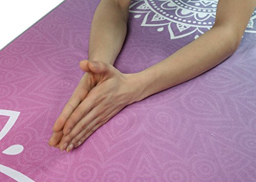 Toalla de yoga, toalla antideslizante con bolsillos de esquina elegantes y lazo elástico, toalla de yoga caliente para Bikram, Pilatos, gimnasio de 65x183 cm de Ucooly