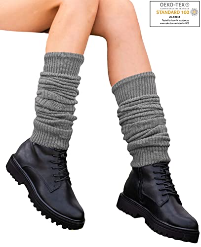 TODO Warm Calentadores de piernas para mujeres con Lana - suave, flexible, largo. Calentadores de piernas para el invierno cuando hace frío. (Grafito)