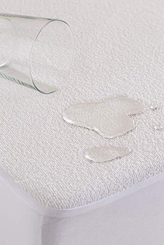 Todocama - Protector de colchón, de Rizo, Ajustable, 100% Impermeable con Tratamiento antiácaros, Fabricado con algodón biorgánico. (Cama 80 x 190/200 cm)