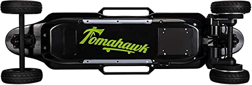 Tomahawk Hatchet | Longboard Eléctrico Off Road con Mando Inalámbrico | Monopatin Electrico para Carving | Motor Dual de 1000W Skate para Adultos | Madera - Azul/Verde