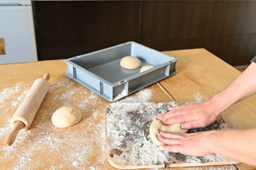 TOMASETTI Caja para pizza con tapa, tamaño de la caja de pizza: 30x40x8 cm, práctico accesorio para pizza como caja apilable para pizza, caja de fermentación para masa madre o caja de masa
