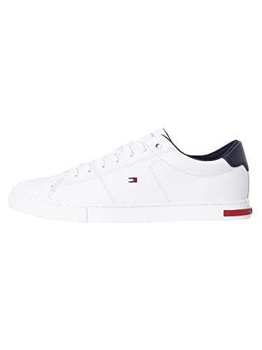 Tommy Hilfiger Hombre Vulcanized Sneaker Essential Leather Detail Vulc Zapatillas, Blanco (White), 43 EU