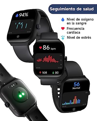 TOOBUR Reloj Inteligente Mujer Hombre, Smartwatch Alexa Incorporada 1.95" Pantalla IP68 Sumergible con Llamada/Seguimiento del Frecuencia Cardíaca/Oxígeno en Sangre/Sueño/100 Deportes para Android iOS