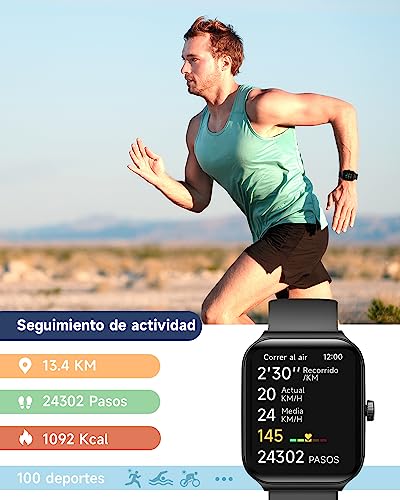 TOOBUR Reloj Inteligente Mujer Hombre, Smartwatch Alexa Incorporada 1.95" Pantalla IP68 Sumergible con Llamada/Seguimiento del Frecuencia Cardíaca/Oxígeno en Sangre/Sueño/100 Deportes para Android iOS