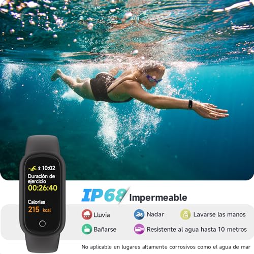 TOOBUR Smartwatch Reloj Inteligente Muje Hombre Impermeable IP68 Pulsera Actividad con Pulsómetro, Oxímetro(SpO2), Podómetro, Monitor Sueño, Notificación de Mensajes 14 Deportes para Android iOS