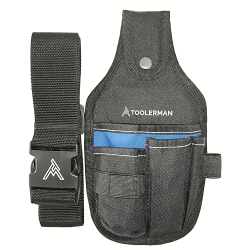 Toolerman - Cinturón de herramientas ajustable. Bolso portaherramientas para electricista, carpintero, jardinero, albañil. Funda destornilladores con cinturón.