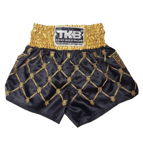 TOP King Muay Thai - Pantalones cortos de boxeo, Negro-dorado-211, Medium