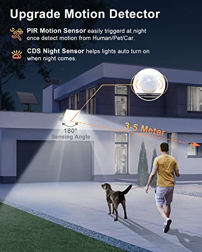 Topabol 228 Luz Solar Exterior con Sensor de Movimiento【228LED/3 Modo】, con Mando a Distancia, LED Solar Exterior Potente con un Cable de Extensión de 5M, Luces de Seguridad para el Jardín