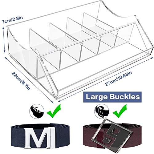 ToyaJeco,Organizador de cinturón de acrílico, soporte de almacenamiento para cajón de armario, caja de cinturón transparente con soporte de exhibición para corbata de lazo y reloj de joyería