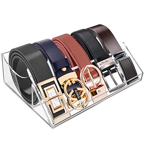 ToyaJeco,Organizador de cinturón de acrílico, soporte de almacenamiento para cajón de armario, caja de cinturón transparente con soporte de exhibición para corbata de lazo y reloj de joyería