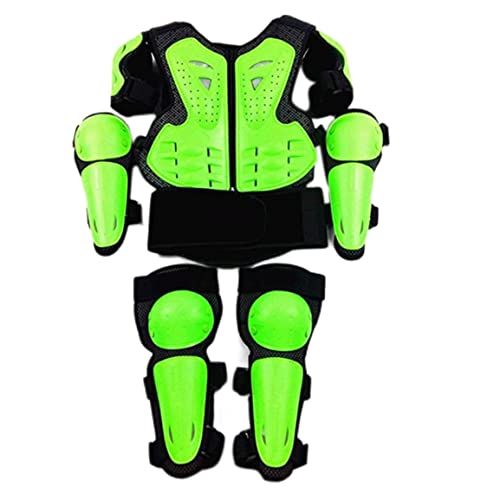 Traje de armadura protectora para motocicleta para niños, equipo de moto de cross para niños, equipo de protección para montar en motocicleta para jóvenes, protector de pecho, columna vertebral, verde