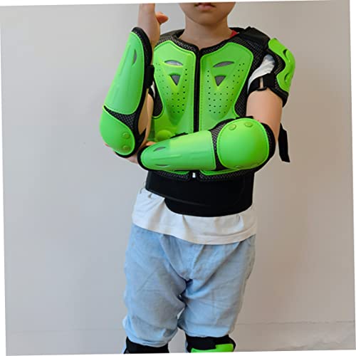 Traje de armadura protectora para motocicleta para niños, equipo de moto de cross para niños, equipo de protección para montar en motocicleta para jóvenes, protector de pecho, columna vertebral, verde