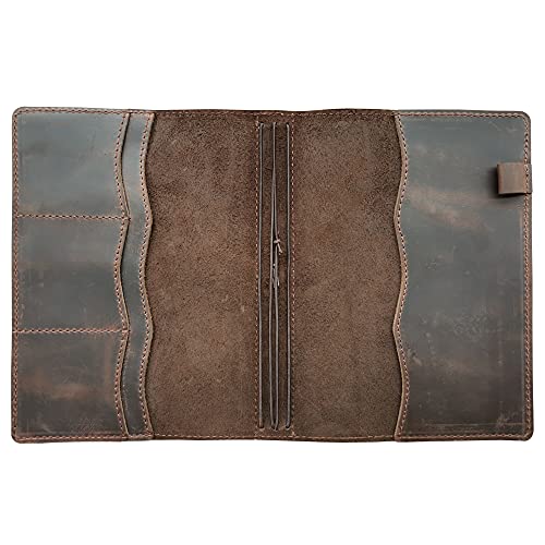 Travelers - Funda para cuaderno con bolsillos interiores, ranuras para tarjetas y soporte para bolígrafo, tamaño A5, color marrón oscuro