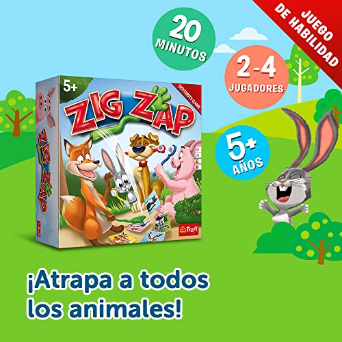 Trefl - Zig Zap - Juego Arcade Dymanic, Cartas de Animales, Juego de Mesa Familiar, Paquetes de Orejas, para Adultos y Niños Mayores de 5 años, 02319