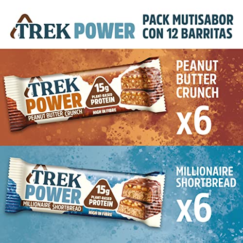 TREK POWER Barritas Proteícas | Pack Multisabor | Plant-Based | Sin Gluten | Vegano | 15g Proteína | 12 x 55g Barritas | 660g