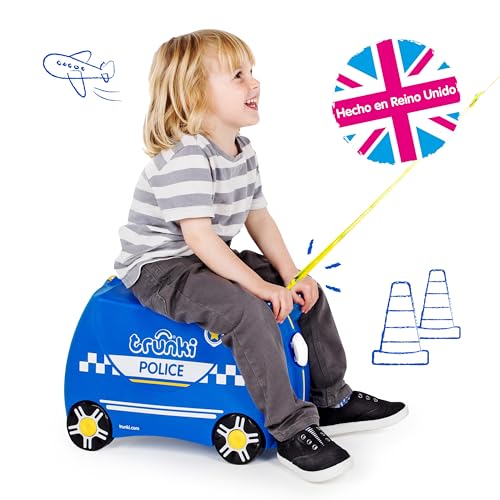Trunki Maleta Infantil – Maleta Niño – Equipaje Infantil Cabina – Maleta Correpasillos Percy El Policía (Azul)