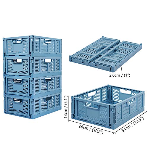 Tuevob - Caja de almacenamiento plegable de plástico para el hogar, la oficina, el dormitorio y la cocina, color azul