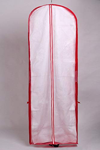TUKA Transpirable Bolsa de Ropa, Aprox. 149 cm, con Cremallera de Calidad. para Vestidos de Fiesta, Trajes, Abrigos, 2 Bolsillos para Accesorios - Rojo, TKB1007 Red