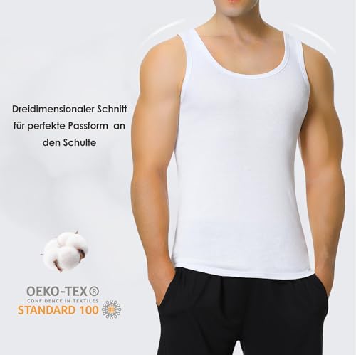 TUUHAW Camiseta Tirantes Hombre de Algodón 100% Camiseta Interior Hombre Pack de 3 Camiseta Sin Mangas para Hombre Cómodo Tank Top Gym Negro Blanco Gris L