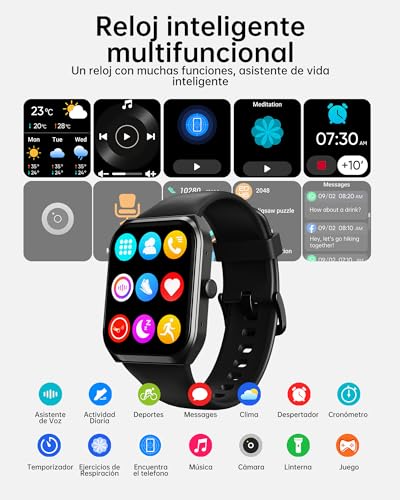 TUYOMA Reloj Inteligente Hombre - 1,91" Pantalla LCD Smartwatch Hombre Llamadas Bluetooth y Reloj Inteligente Mujer Whatsapp Alertas Información, Oxímetro, Pulsómetro,Reloj Deportivo para Android iOS