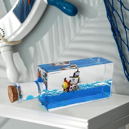 Tuzsocr Bandai Hobby Modelo de barco de una pieza - Going Merry,Botella de Deriva de Líquido,Modelo Fluido de Barco Acrílico,Alivio del Estrés,para decoración de oficina (Estilo 1)