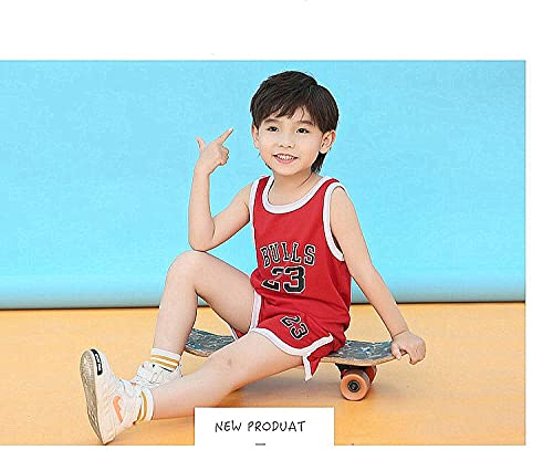 TYTF Camiseta de baloncesto sin mangas para bebé, chaleco de malla, uniforme de camiseta y pantalones cortos, ropa de verano para niños de 1 a 7 años, Serie 1, 130 cm