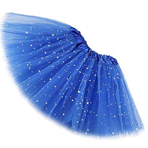 Ugitopi Niñas Sparkle Tutus Princesa Ballet Danza Capas Tul Tutu Faldas, Royal Blue