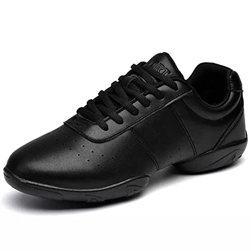 Uhclrr Zapatillas De Deporte para Niños Zapatos De Aeróbic De Los Niños Soft Sole Gimnasio Zapatillas De Deporte Jazz/Zapatos De Baile Cuadrado Moderno(33, Black)