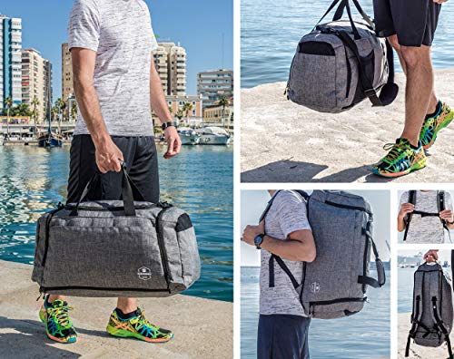 Ultimate Sportbag | Bolsa de Deporte con Compartimento para Zapatos y Compartimento húmedo con función de Mochila para Hombre y Mujer para Deporte, Entrenamiento, Gimnasio, calistenia, Viaje