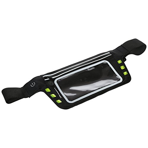 Ultrasport - Cinturón con luz LED y Bolsillo de Neopreno con Cierre de Cremallera, 4,7 Pulgadas, Color Amarillo