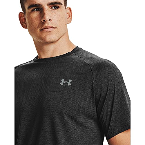 Under Armour UA Tech 2.0 SS Tee Novelty, camiseta para gimnasio, camiseta transpirable hombre, Negro (Black/Pitch Gray (001)), M